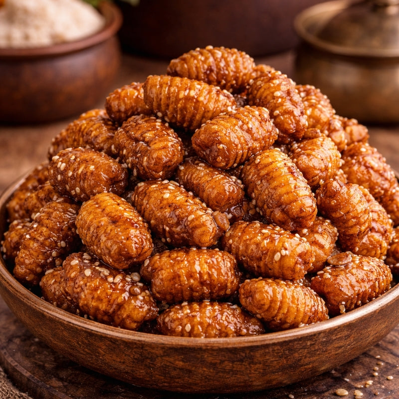Bellam Gavvalu (Andhra Style Jaggery Sweet Shells)