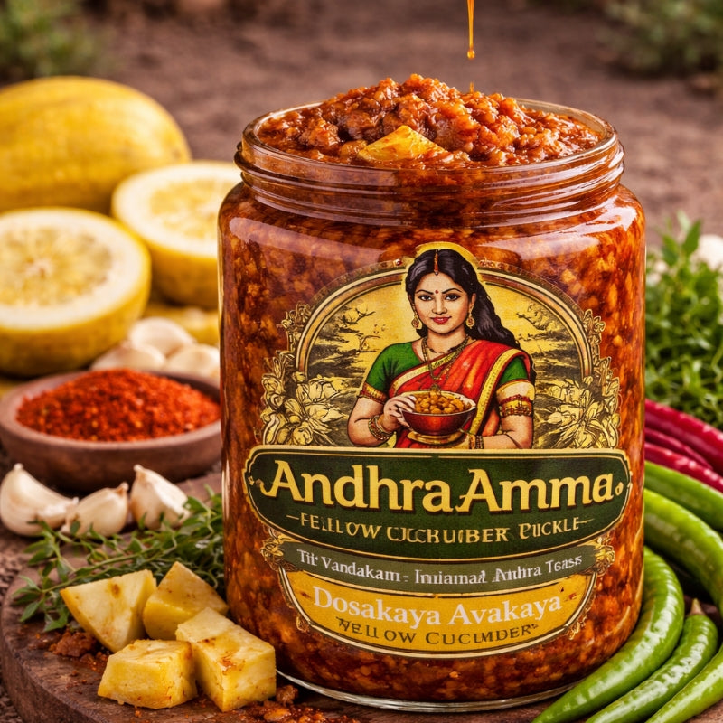 Dosakaya Avakaya Pickle (Yellow Cucumber – Andhra Style)