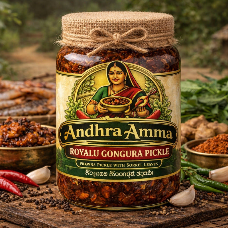 Royyalu Gongura Pickle (Prawns Gongura Pachadi)