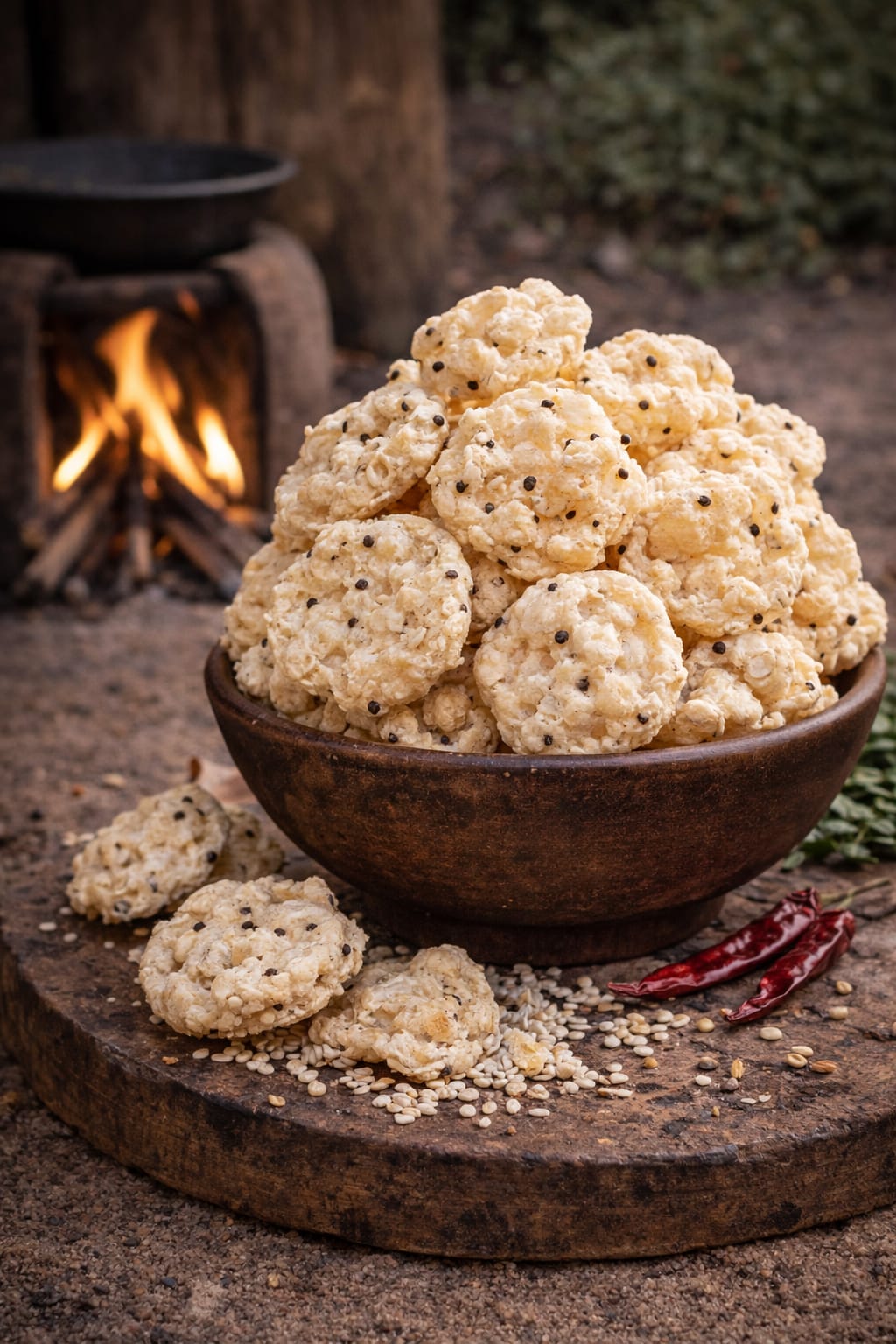 Biyyam Pindi Vadiyalu (Rice Flour Fryums – Andhra Style)