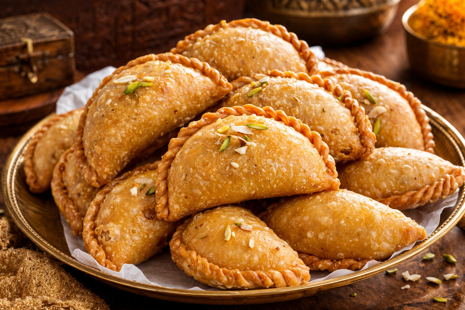 Kajjikayalu (Andhra Style Sweet Karanji / Gujiya)