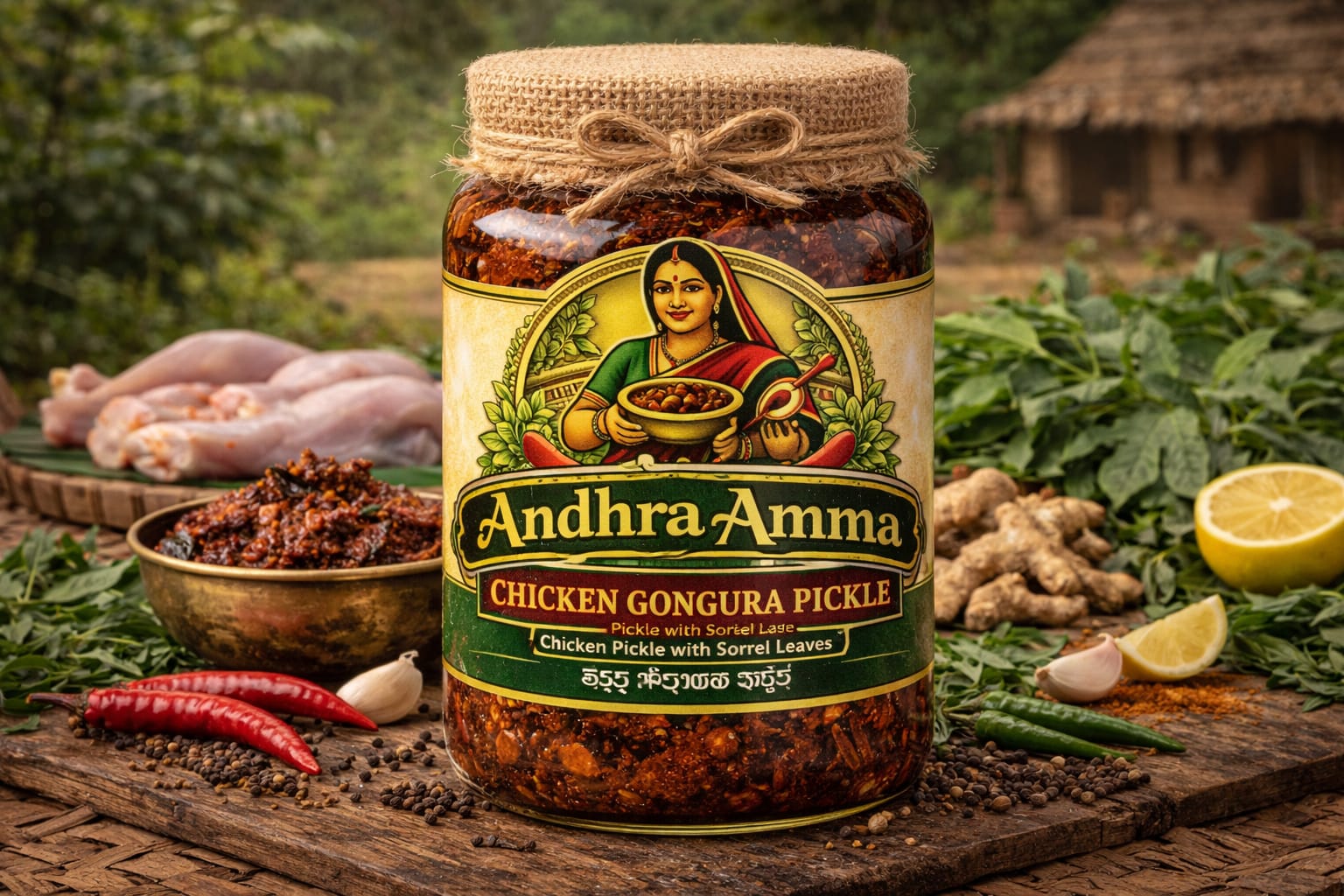 Chicken Gongura Pickle (Gongura Kodi Pachadi)